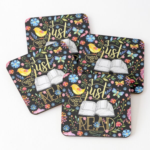 Item preview, I Just Want To Read - Black Floral designed and sold by eviebookish.