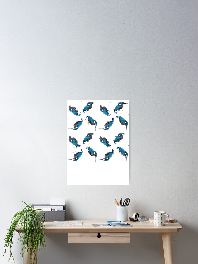 Thumbnail 2 of 3, Poster, Kingfisher Pattern designed and sold by bywhacky.