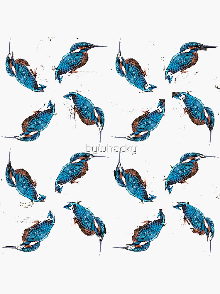 Thumbnail 3 of 3, Sticker, Kingfisher Pattern designed and sold by bywhacky.