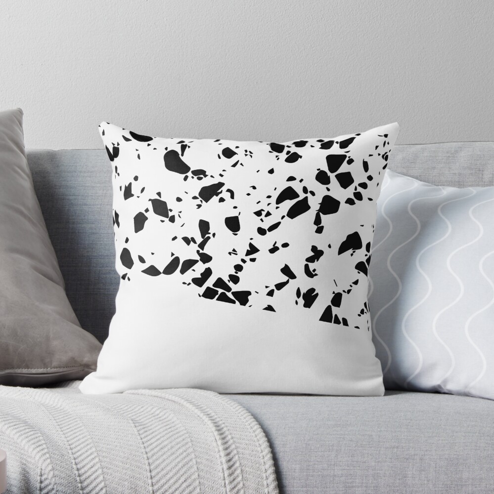 Terrazzo Texture Black and White #8 Throw Pillow