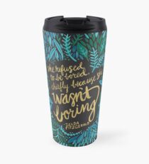 Zelda Fitzgerald – Blue & Gold on Charcoal Travel Mug