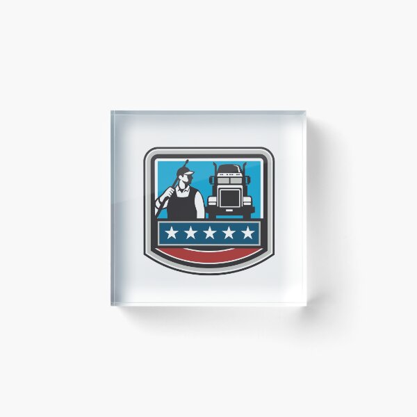 Item preview, Pressure Washer Worker Truck Crest USA Flag Retro designed and sold by patrimonio.