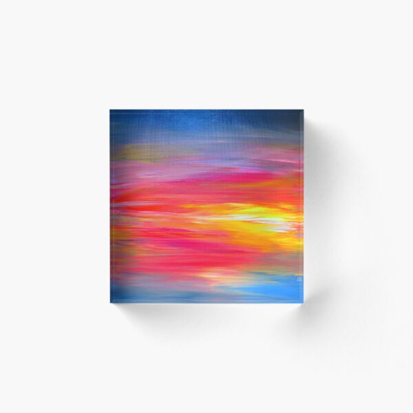 Item preview, BRIGHT HORIZONS Colorful Rainbow Bold Multicolor Ombre Red Pink Yellow Blue Sunrise Sunset Abstract Painting designed and sold by EbiEmporium.