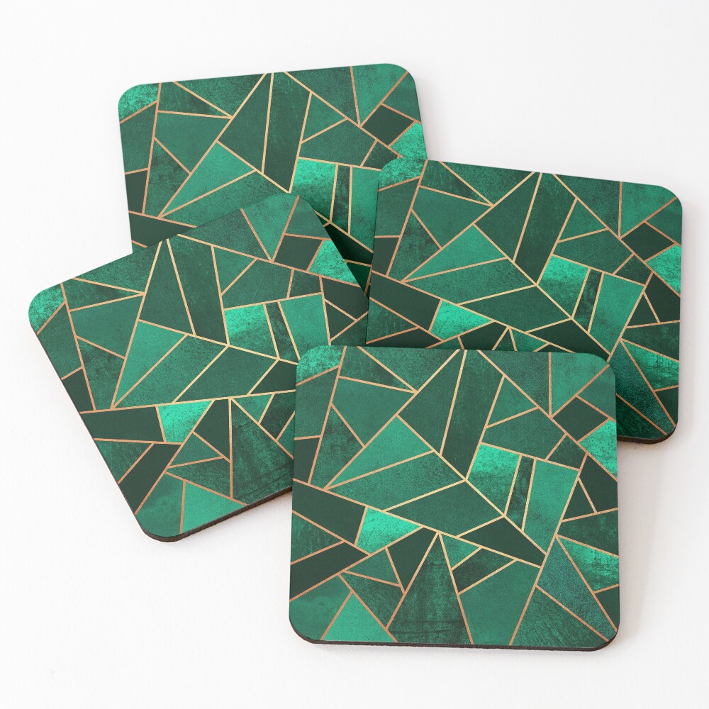 Emerald and Copper Coasters (Set of 4)