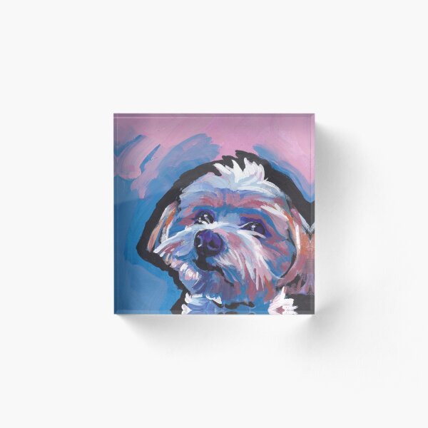 Morkie Maltese yorkie Dog Bright colorful pop dog art Acrylic Block