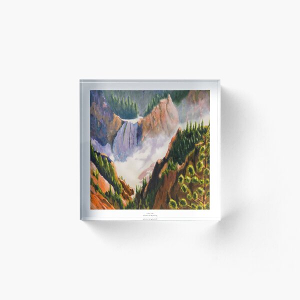 Lower Falls - Yellowstone Wyoming Acrylic Block