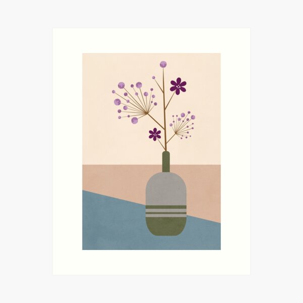 Lila Flower im Retro Design Kunstdruck