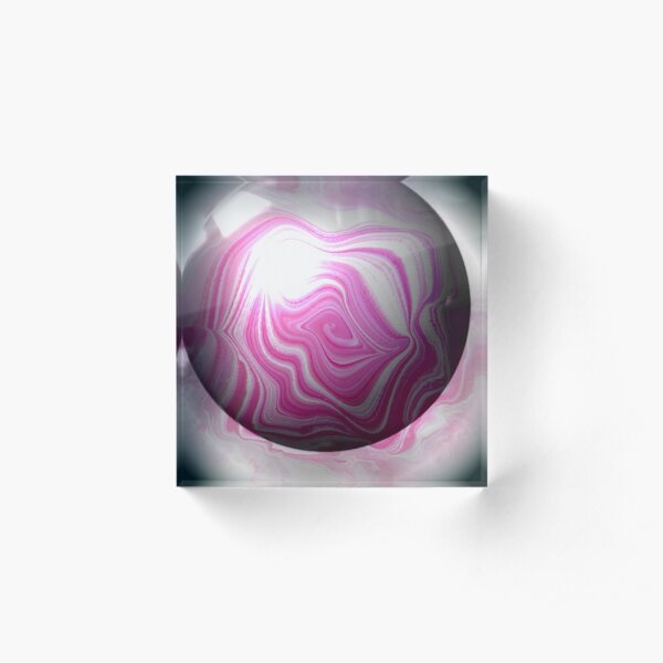 Pink-Grey Bubble Acrylic Block