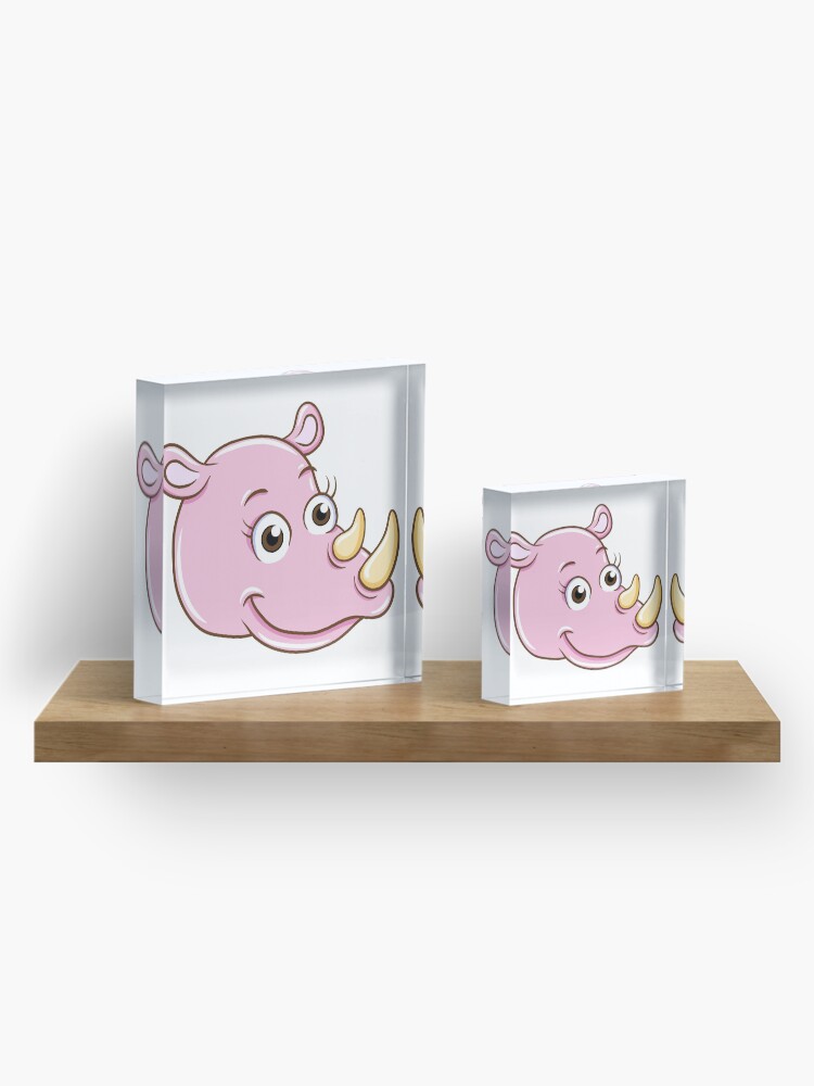 Alternate view of Head of smiling pink cartoon rhino Acrylic Block