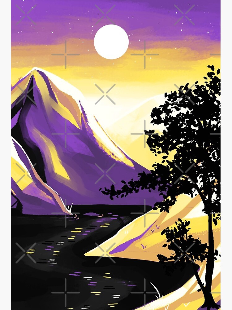 Thumbnail 2 of 2, Art Board Print, Nonbinary Pride Mountain designed and sold by spadenightmaren.