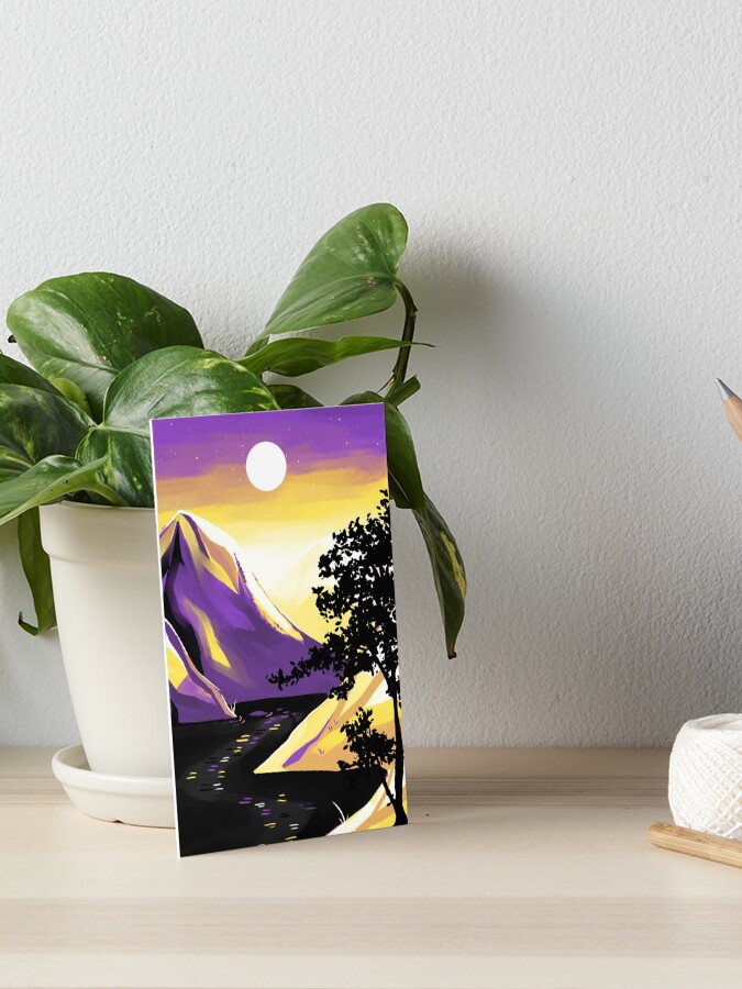 Thumbnail 1 of 2, Art Board Print, Nonbinary Pride Mountain designed and sold by spadenightmaren.