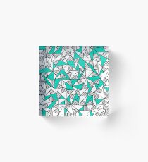 Bloque acrílico Modern Teal, Black, & White Striped Triangles