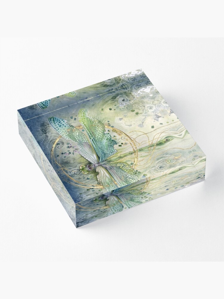Alternate view of Beautiful Enchanted Dragonfly Acrylic Block