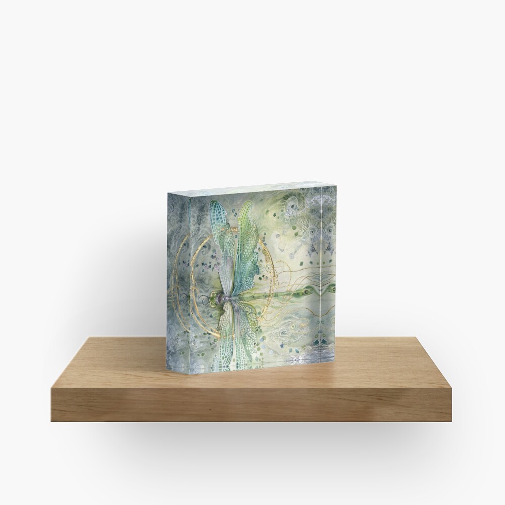 Beautiful Enchanted Dragonfly Acrylic Block