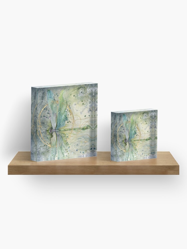 Alternate view of Beautiful Enchanted Dragonfly Acrylic Block