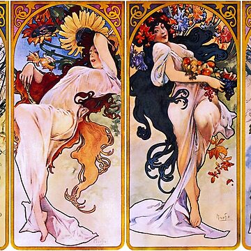 Artwork thumbnail, 'The Four Seasons' by Alphonse Mucha (Reproduction) by Classic Visions Gallery