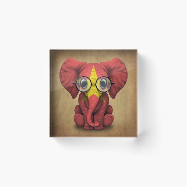 Item preview, Baby Elephant with Glasses and Vietnamese Flag designed and sold by JeffBartels.