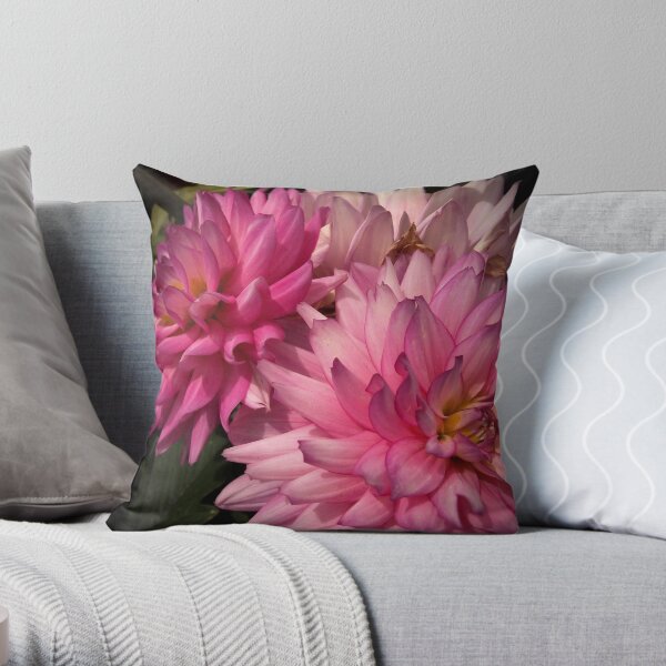 Pink Dahlias from A Gardener's Notebook Throw Pillow