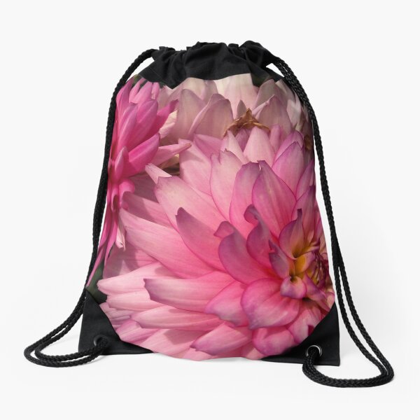 Pink Dahlias from A Gardener's Notebook Drawstring Bag