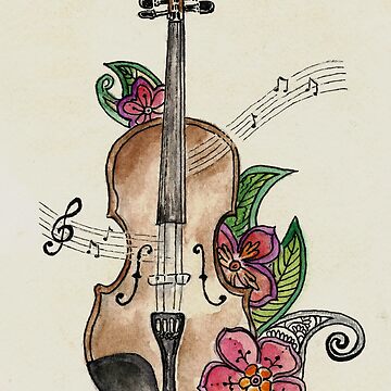 Artwork thumbnail, Violin and Flowers by anniem49