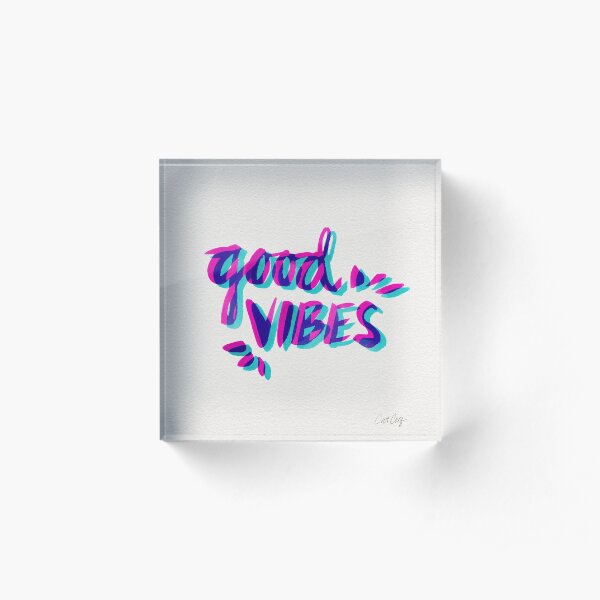 Good Vibes – Magenta & Cyan Acrylic Block