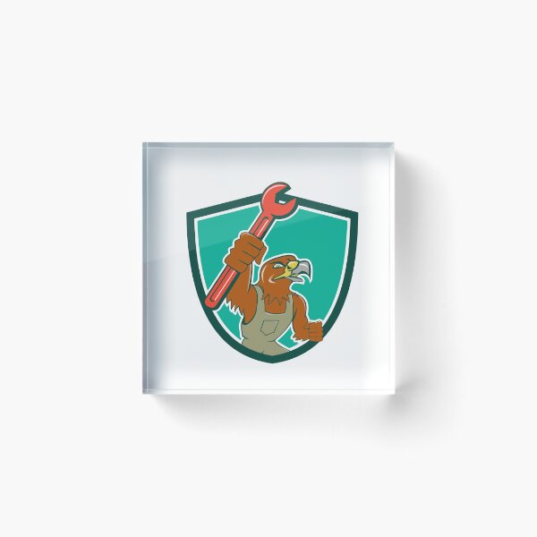 Item preview, Hawk Mechanic Pipe Spanner Crest Cartoon designed and sold by patrimonio.