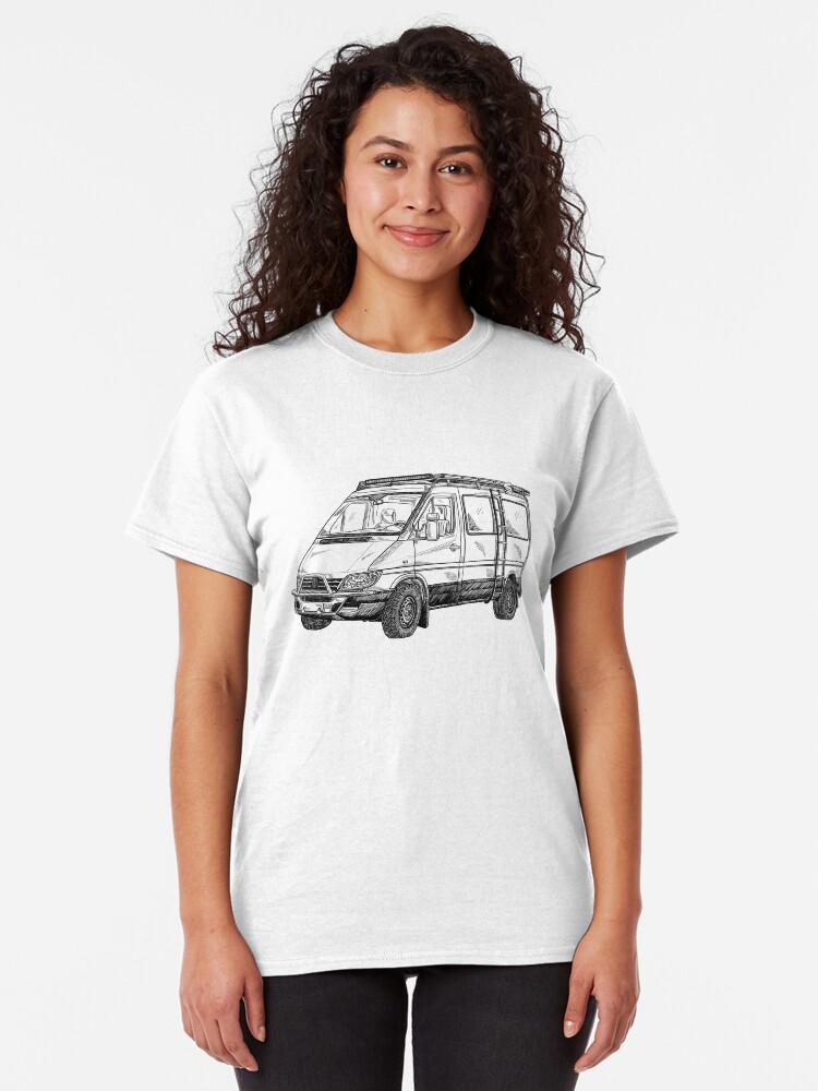 Vista alternativa de Camiseta clásica Sprinter van bosquejo en ángulo