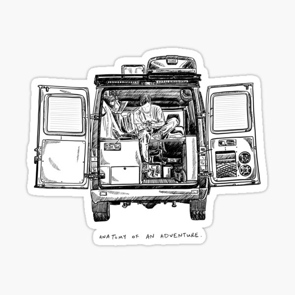 Anatomía de una aventura Sprinter Van Sketch Pegatina