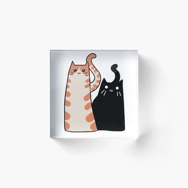 Tabby Cat and Black Cat Acrylic Block
