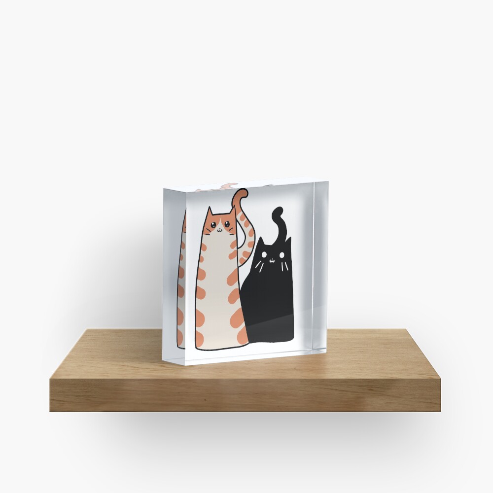 Tabby Cat and Black Cat Acrylic Block