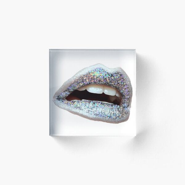 Glitter Lips Acrylic Block