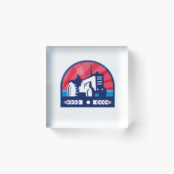 Item preview, Organic Farmer Tractor Wheat Crest Retro designed and sold by patrimonio.
