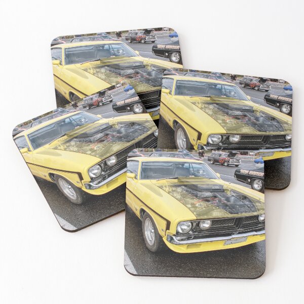 Item preview, Coffee n Classics misted bonnet yellow Ford Falcon designed and sold by Cars around Adelaide.