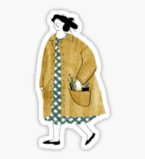 Girl walking with flowers in her pocket Sticker