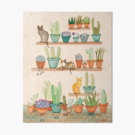Cats and Cacti Art Board Print