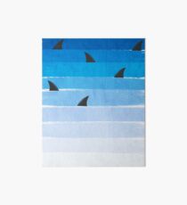 Sharks - shark week trendy black and white minimal kids pattern print ombre blue ocean surfing Art Board Print