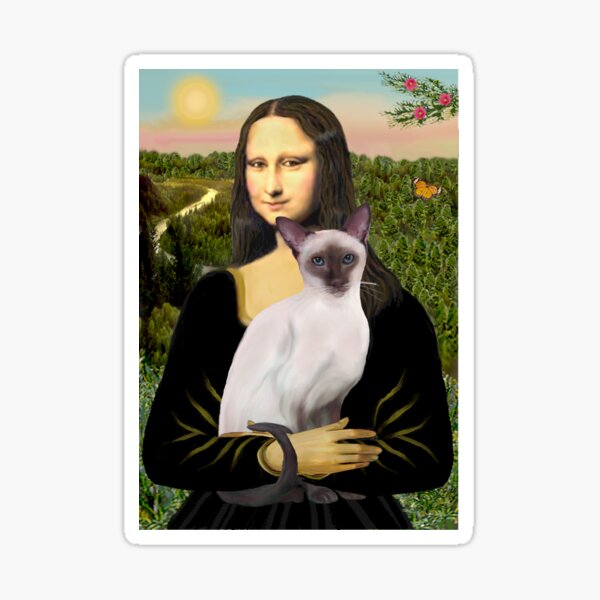 Mona Lisa and her Chocolate Point Siamese Cat Sticker