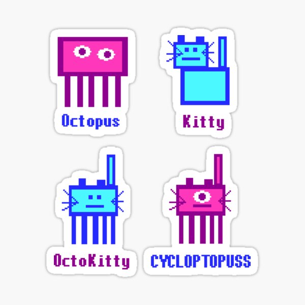 Cycloptopuss Genetics: Pixel Cat / Octopus Genetics Chart Sticker
