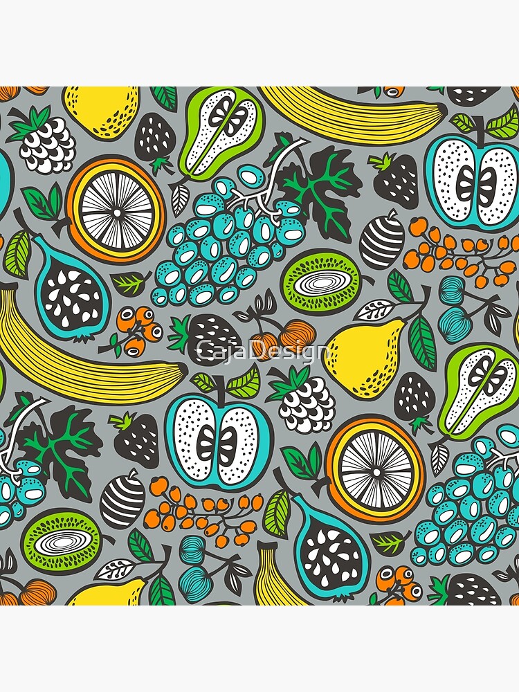 Thumbnail 2 of 2, Art Board Print, Fruit Cocktail in Gray designed and sold by CajaDesign.