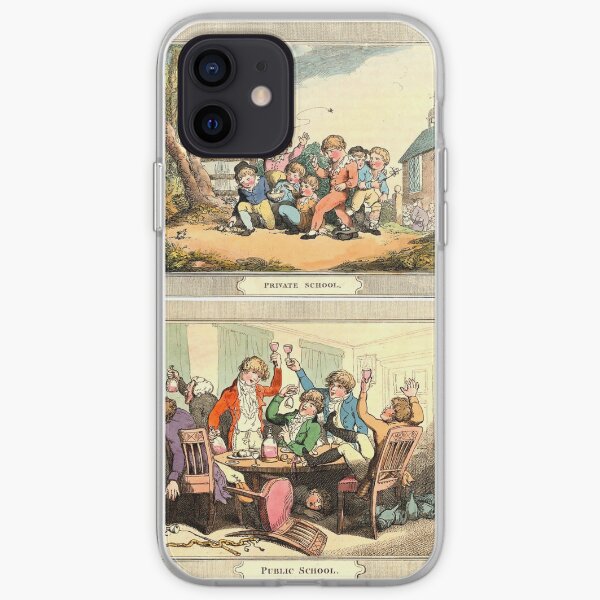 Public School vs Private School | 1802 Vintage Cartoon | On view at The Met Gallery 999 iPhone Soft Case