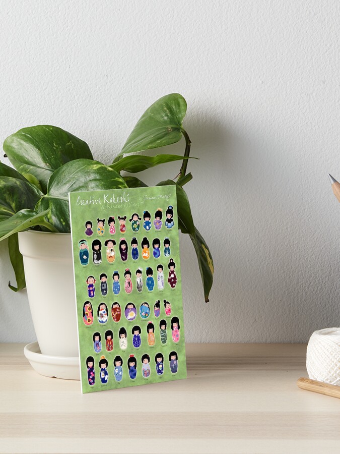 Thumbnail 1 of 2, Art Board Print, Creative Kokeshi, English version designed and sold by Cedarseed.