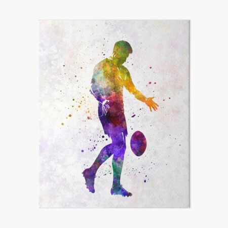 Rugby man player 02 in watercolor Art Board Print