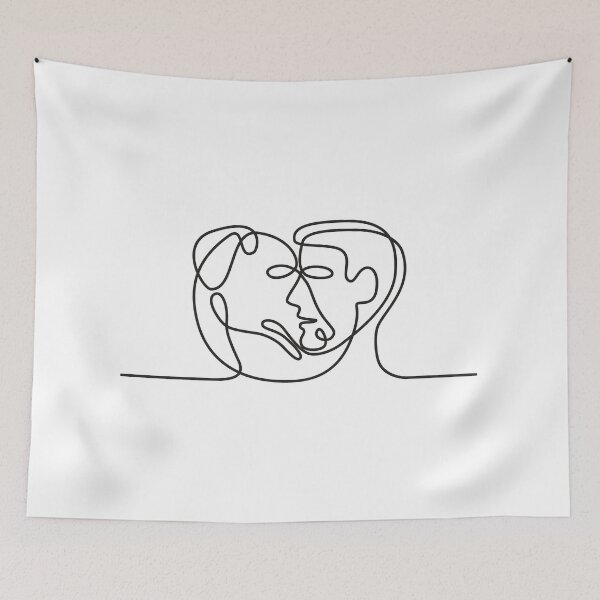 Item preview, Man and Dog Face Side Continuous Line designed and sold by patrimonio.