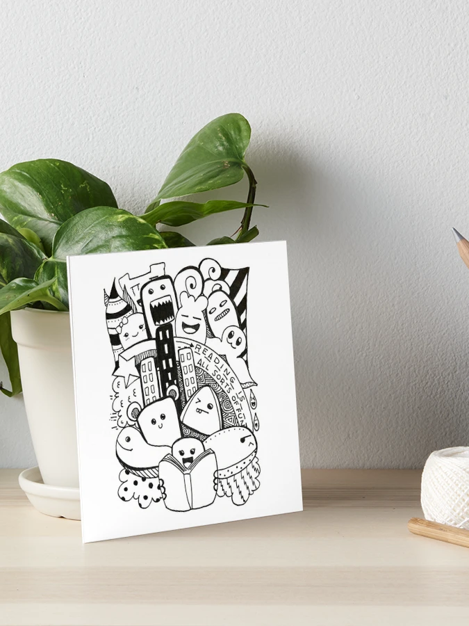 Reading Doodle Art Print by AliceInWonderbookland