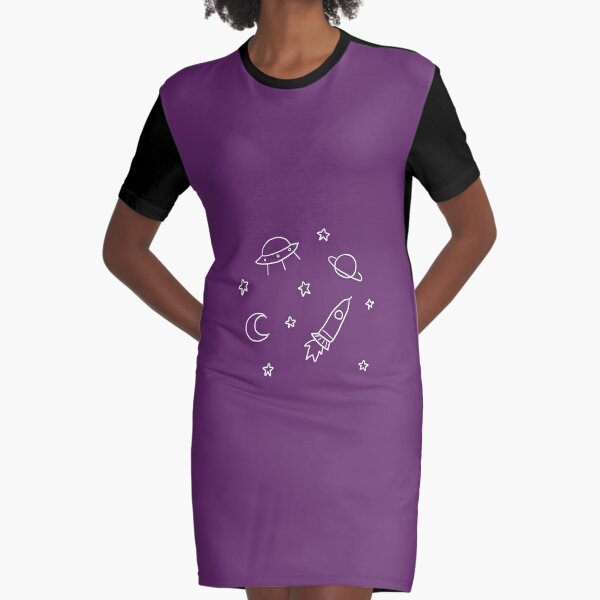 Space Doodles Graphic T-Shirt Dress