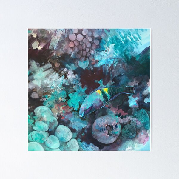 Item preview, Parrot fish blues designed and sold by Sadie James.