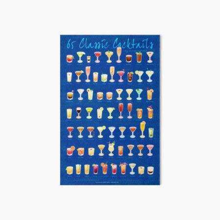 65 Classic Cocktails Art Board Print
