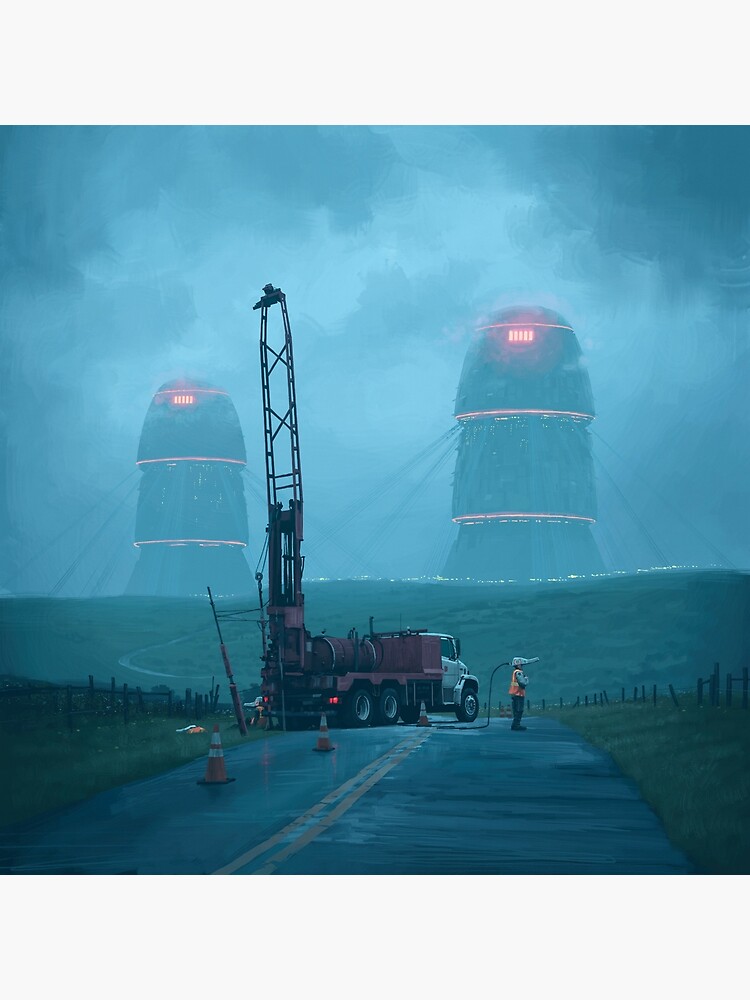 Thumbnail 2 of 2, Art Board Print, Roadwork designed and sold by Simon Stålenhag.