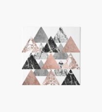 Marmor Rose Gold Silber und Floral Geo Dreiecke Galeriedruck