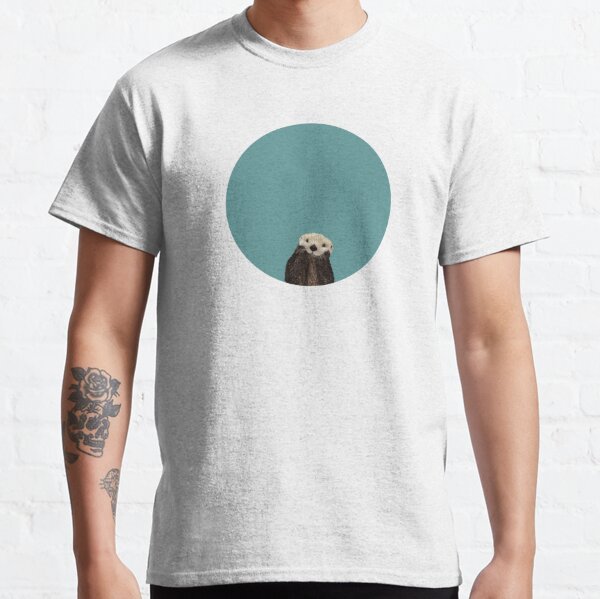 Cute Sea Otter on Teal Solid. Minimalist. Coastal. Adorable. Classic T-Shirt